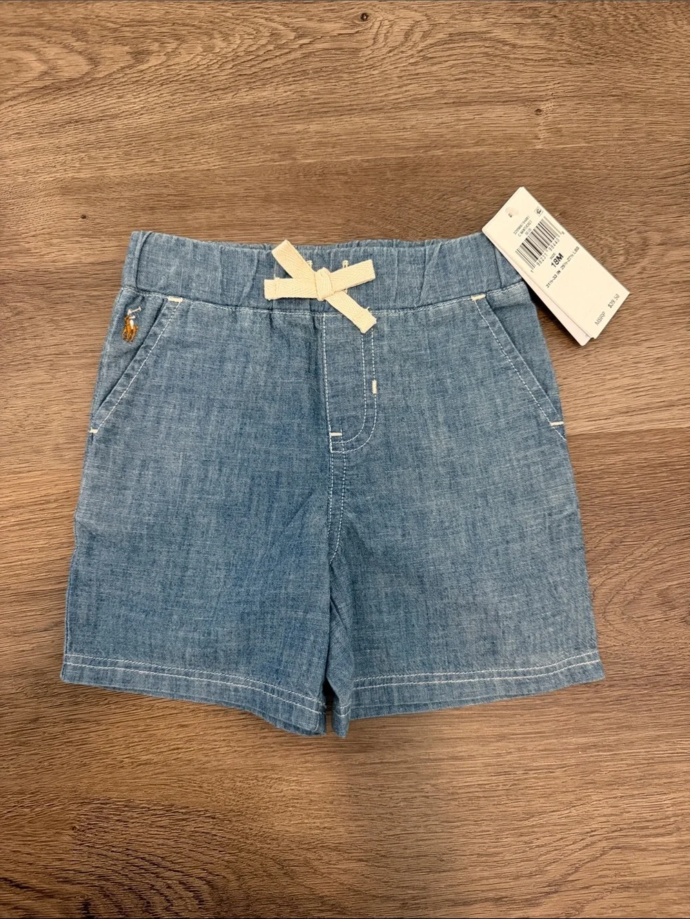 NWT Ralph Lauren Size 18 Months | Indigo Cotton Chambray Short